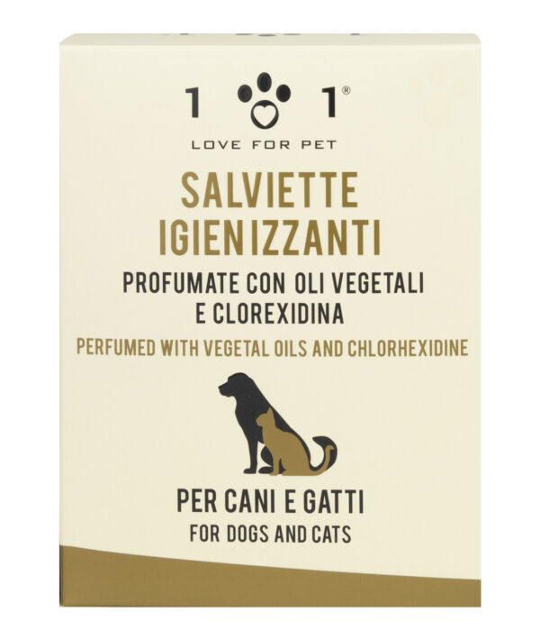 Linea 101 - Salviette Igienizzanti Cane con Oli Vegetali e Clorexidina - 2 confezioni da 25 bustine