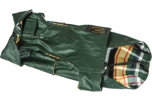 Fashion Dog - Cappotto in tela cerata impermeabile foderato in tartan - Art.112 Verde