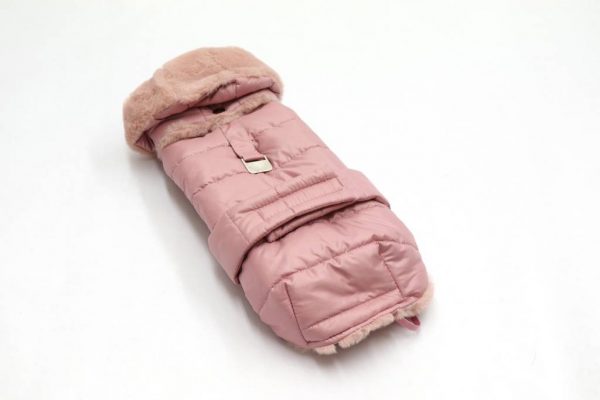 Fashion Dog - Cappotto trapuntato con cappuccio rimovibile completamente foderato in eco pelliccia - Art.130 Rosa Fronte