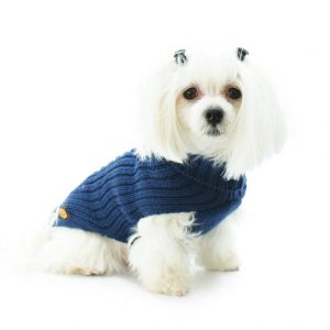 Fashion Dog - Maglione per Cane 50% lana merinos 50% acrilico Indossato - Art. 303 classic Blu