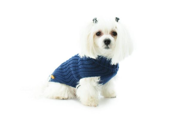 Fashion Dog - Maglione per Cane 50% lana merinos 50% acrilico Indossato - Art. 303 classic Blu